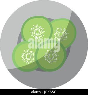 Fette di cetriolo sulla piastra icona illustrazione vettoriale graphic design Illustrazione Vettoriale