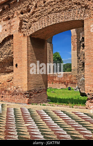 Pavimento a mosaico sulle Terme di Caracalla (Terme di Caracalla - costruito tra 212 - 216/217 AD), Roma, Italia. Foto Stock