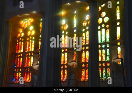 Interno della Sagrada Familia di Barcellona, in Catalogna, Spagna Foto Stock