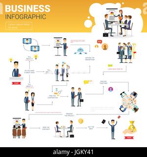 Business Infographics impostato con copia spazio di presentazione di una carriera di successo Concept Illustrazione Vettoriale