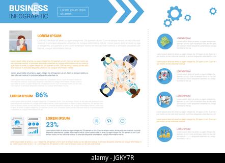 Business Infographics impostato con copia spazio per riunioni di presentazione il concetto di negoziazione Illustrazione Vettoriale