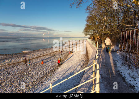 L'Europa, la Repubblica federale di Germania, Bassa Sassonia, Dangast, Varel, giada, Butjadingen, inverno, stagione, scultura, ghiaccio, Butjada, scenario, parco-Panchina Foto Stock