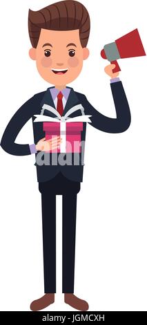 Imprenditore carattere cassa di contenimento e confezione regalo Illustrazione Vettoriale