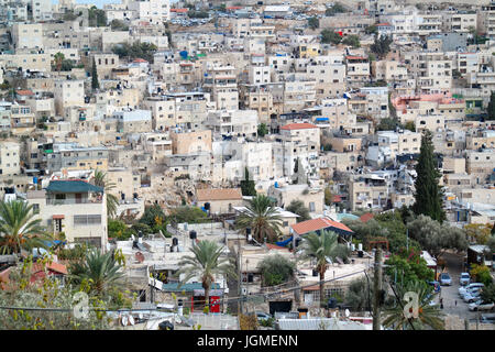 Case palestinesi su una collina nei pressi del Monte degli Ulivi a Gerusalemme Est Foto Stock