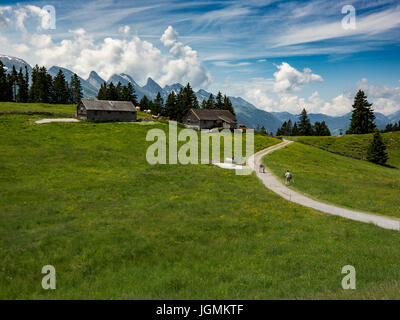 Swiss Mountain Vistas vicino Gamplüt e Wildhauser Schafberg Foto Stock