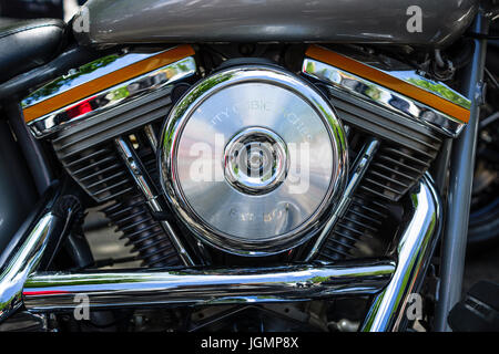 Berlino - Giugno 17, 2017: motore di motocicletta Harley Davidson, close-up. Classic giorni Berlino 2017. Foto Stock