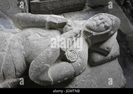 Stone effige di Hywel Coetmor, Gwydir Cappella, St Gwrst's Llanrwst Foto Stock