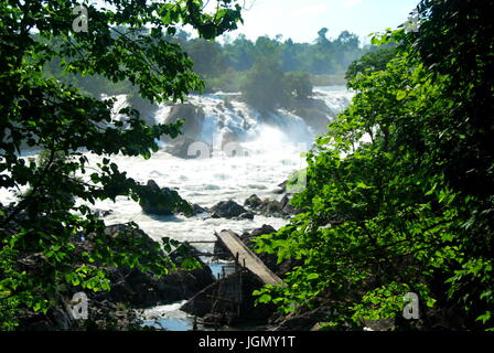 Il potente Khone Phapheng cascate vicino a Don Det, 4000 isole, Laos Foto Stock