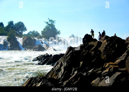 Il potente Khone Phapheng cascate vicino a Don Det, 4000 isole, Laos Foto Stock