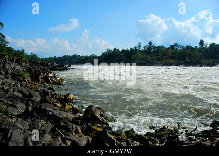 Il potente Khone Phapheng cascate vicino a Don Det, 4000 isole, Laos Foto Stock