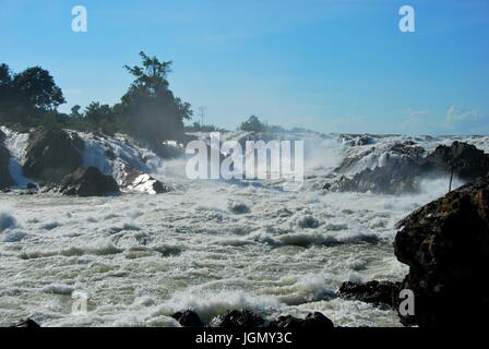 Il potente Khone Phapheng cascate vicino a Don Det, 4000 isole, Laos Foto Stock