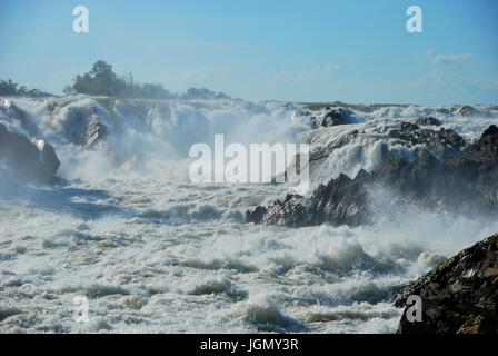 Il potente Khone Phapheng cascate vicino a Don Det, 4000 isole, Laos Foto Stock