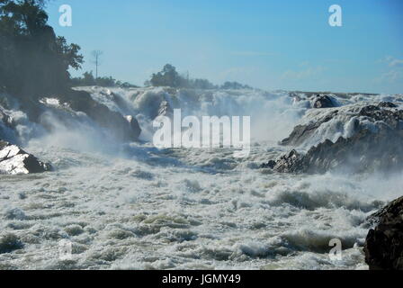 Il potente Khone Phapheng cascate vicino a Don Det, 4000 isole, Laos Foto Stock