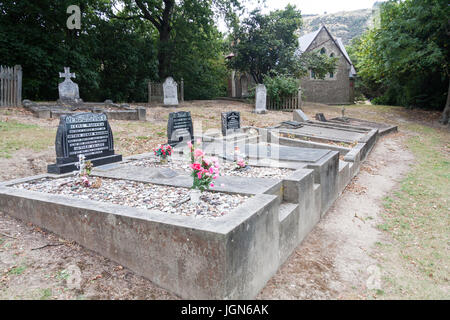 Cimitero di San Luca la chiesa, poco Akaloa, Akaroa, Isola del Sud, Nuova Zelanda Foto Stock