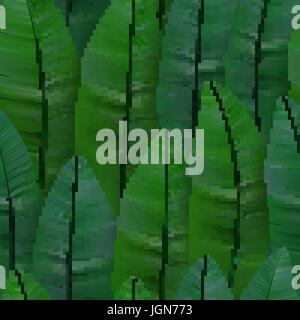 Seamless pattern tropicale con foglie di banano. Illustrazione Vettoriale. Illustrazione Vettoriale