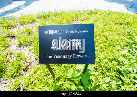 La Veggente di fiori, un arte ambientale della installazione di Yayoi Kusama a Matsumoto City Museum di arte. Foto Stock