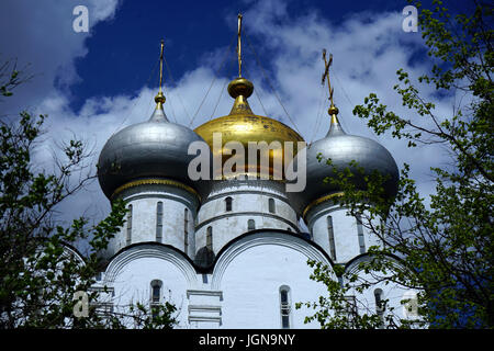 Cupole d'oro e d'argento del Monastero di Novodevichy, Mosca, Russia Foto Stock