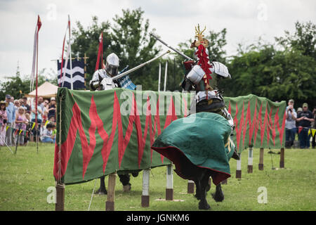 Londra, Eltham, Regno Unito. 8 Luglio, 2017. Grand giostra medievale a Eltham Palace © Guy Corbishley/Alamy Live News Foto Stock