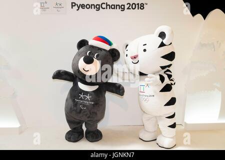 Londra, Regno Unito. 08 Luglio, 2017. Macots di PyeongChang 2018 a Londra Festival coreano 2017. Londra, Regno Unito. 08/07/2017 | Utilizzo di credito in tutto il mondo: dpa/Alamy Live News Foto Stock