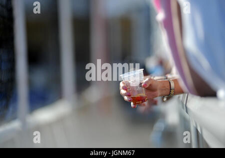 Barene, Poole, Dorset, Regno Unito. 8 Luglio, 2017. Azione dalla British Beach Polo campionati, barene, Poole, Dorset, Regno Unito. Credito: David Partridge/Alamy Live News Foto Stock