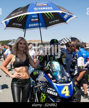 Monterey, STATI UNITI D'AMERICA. 8 lug 2017. # 4 Josh Hayes prima della Motul Superbike FIM Superstock 1000 gara 1 U.S Round al Mazda Raceway Laguna Seca Monterey, CA Thurman James/CSM Credito: Cal Sport Media/Alamy Live News Foto Stock