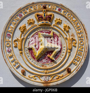 Isola di Man Harbour Commissioners placca. Foto Stock