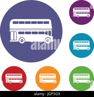 Double Decker bus set di icone Illustrazione Vettoriale