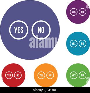 I pulsanti di selezione sì e no set di icone Illustrazione Vettoriale