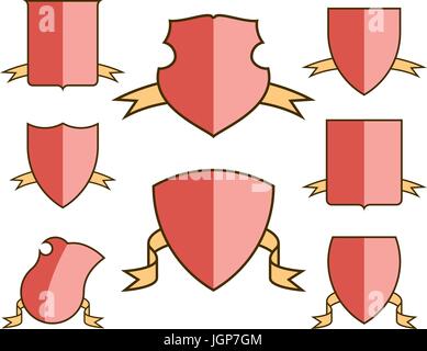 Stemmi araldici per stemma con nastri impostare, modelli di protezione, vettore isolato, può essere utilizzato per le icone e banner Illustrazione Vettoriale