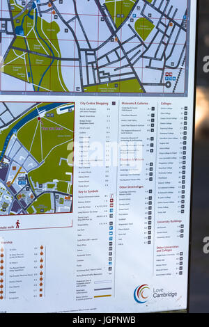 Mappa stradale Inghilterra Cambridge Regno Unito Foto Stock