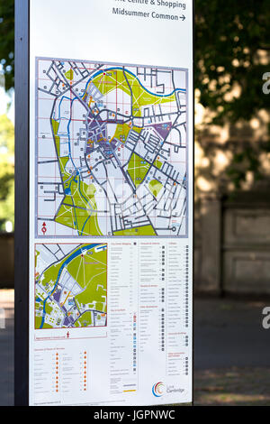 Mappa stradale Inghilterra Cambridge Regno Unito Foto Stock