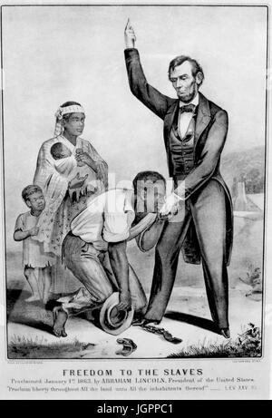 Libertà per gli schiavi Currier & Ives Stampa circa 1863 Foto Stock