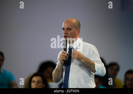 Parigi, Francia. 8 lug 2017. Il francese il ministro dell'istruzione Jean-Michel Blanquer offre un discorso durante una riunione della Republique en marche (REM) partito politico a Parigi il 8 luglio 2017 Credit: francois pauletto/Alamy Live News Foto Stock