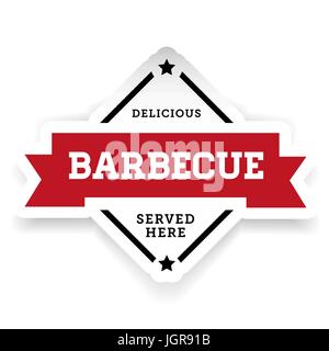 Barbecue vintage segno di etichetta Illustrazione Vettoriale