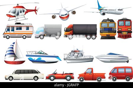 Diversi tipi di trasporti illustrazione Illustrazione Vettoriale