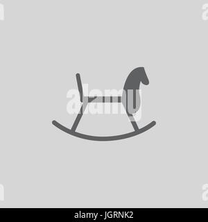 Cavallo giocattolo di legno icona vettore isolato su sfondo grigio Illustrazione Vettoriale