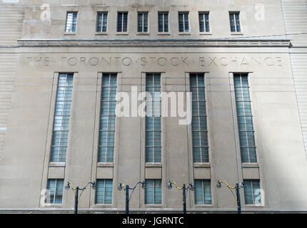 Lo storico art deco design e ex sito della Borsa di Toronto edificio, ora un museo chiamato la progettazione di Exchange in Toronto Ontario Canada Foto Stock