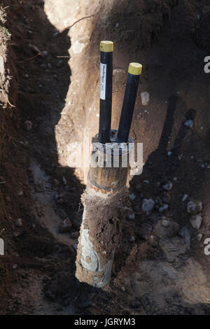 Energia geotermica L'accoppiamento del tubo flessibile del liquido di raffreddamento 2017 Foto Stock