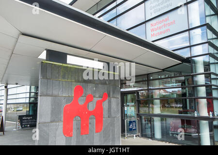 Ingresso al National Waterfront Museum,Swansea,Marina,West,Galles,U.K.,UK, Foto Stock