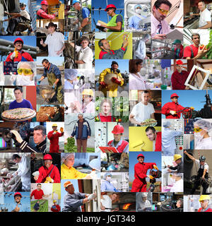 Business collage fatto di fotografie professionali dei lavoratori sul luogo di lavoro. Foto Stock