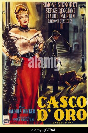 Casque d'or Anno : 1952 Francia Direttore : Jacques Becker Simone Signoret poster del filmato (Si). È vietato riprodurre la fotografia al di fuori del contesto della promozione del film. Esso deve essere accreditato al Film Company e/o il fotografo assegnato da o autorizzati da/ammessi sul set del Film Company. Limitato a uso editoriale. Foto12 non concede diritti di pubblicità delle persone rappresentate. Foto Stock