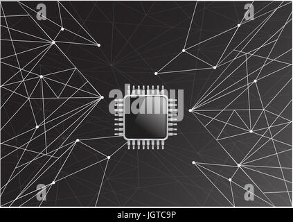 Tecnologia chip al di sopra di una tecnologia di rete design illustrazione Foto Stock