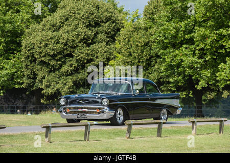 1957 Chevrolet Bel Air al Rally dei giganti american car show, il palazzo di Blenheim, Oxfordshire, Inghilterra. Classic vintage americano auto Foto Stock