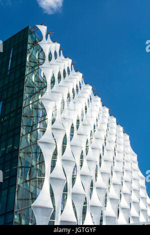 London, England, Regno Unito: la nuova Ambasciata degli Stati Uniti presso l'Embassy Giardini in Nine Elms, Vauxhall, Londra, essendo costruito. Foto Stock