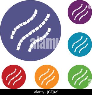 Escherichia coli set di icone Illustrazione Vettoriale