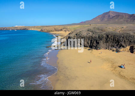 Playas de Papagayo, Playa de la cera, uno dei sei spiagge Papagayo a Punta Papagayo, Playa Blanca, Lanzarote, Isole canarie, Spagna, Europa Foto Stock