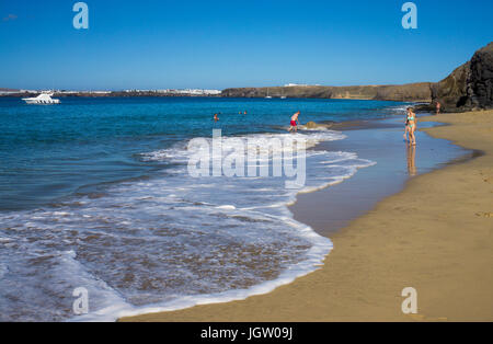 Playas de Papagayo, Playa de la cera, uno dei sei spiagge Papagayo a Punta Papagayo, Playa Blanca, Lanzarote, Isole canarie, Spagna, Europa Foto Stock