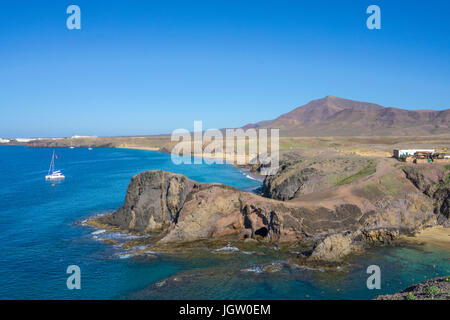 Punta Papagayo, Playa de Papagayo a Playa Blanca, Lanzarote, Isole canarie, Spagna, Europa Foto Stock