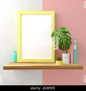 Moderno di color pastello mock up frame con spazio per il testo. 3D render illustrazione Foto Stock