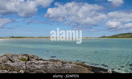 Ampia baia poco profonda di Traigh Mhòr, Barra, Ebridi Esterne Foto Stock